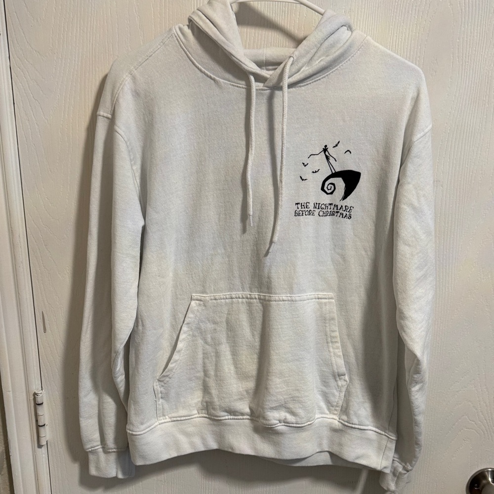 Disney Nightmare Before Christmas Women's M White Hoodie Long Sleeve Pocket Jack